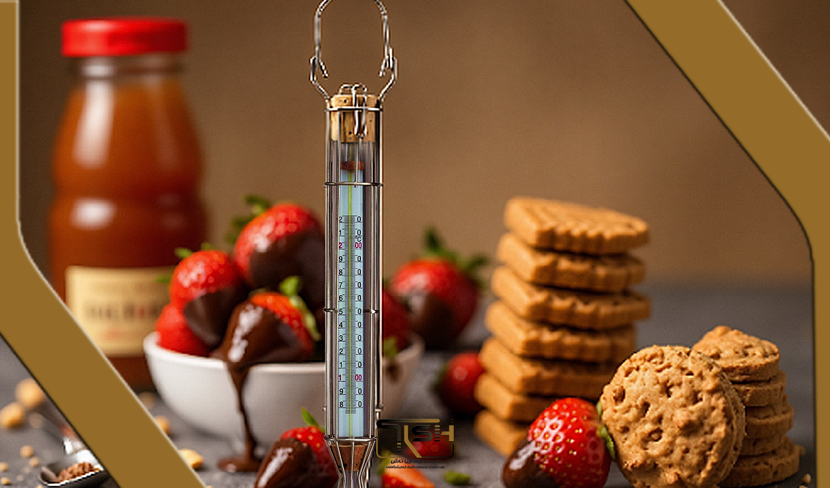 “اندازه‌گیری دمای داخلی خمیر با ترمومتر قنادی TFA برای پخت شیرینی سالم”